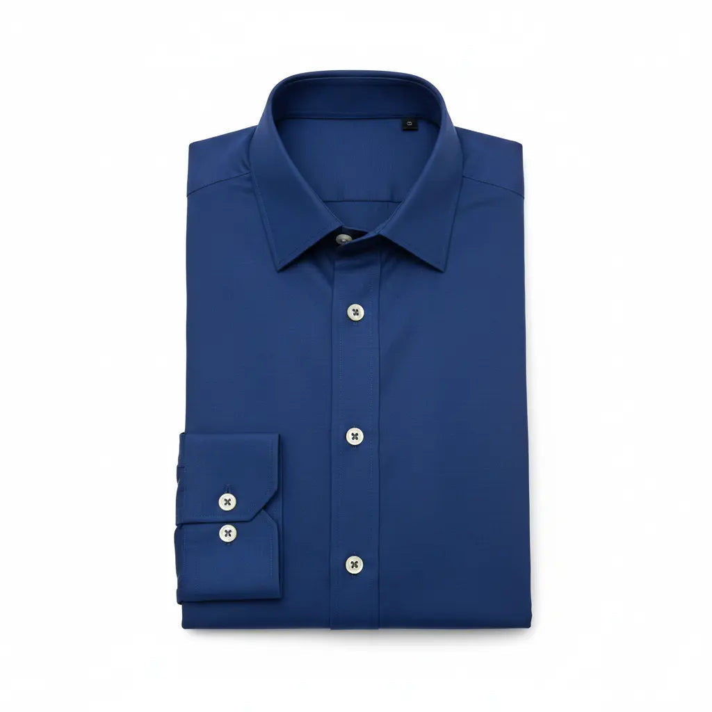 Navy Blue Button-Up Shirt - Nik's Store