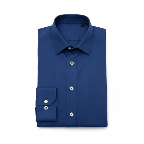 Navy Blue Button-Up Shirt - Nik's Store